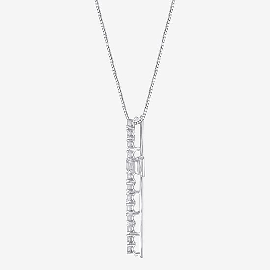 Womens 1/2 CT. T.W. Natural White Diamond 14K Gold Cross 18 Inch Pendant Necklace