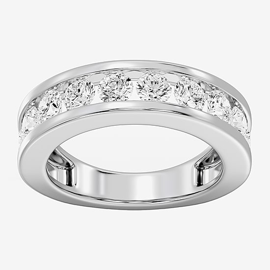 (F/ Si1-Si2) Womens 3MM 2 CT. T.W. Lab Grown White Diamond Sterling Silver Wedding Band