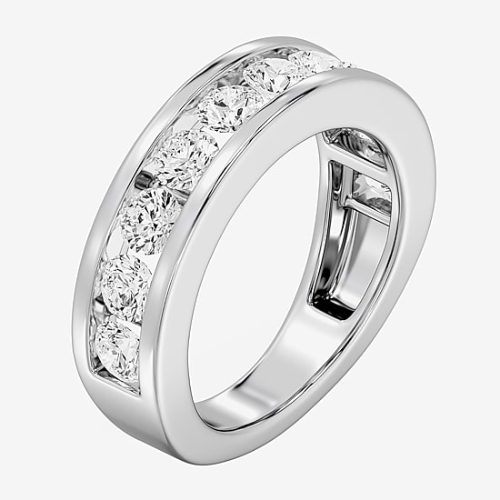 (F/ Si1-Si2) Womens 3MM 2 CT. T.W. Lab Grown White Diamond Sterling Silver Wedding Band