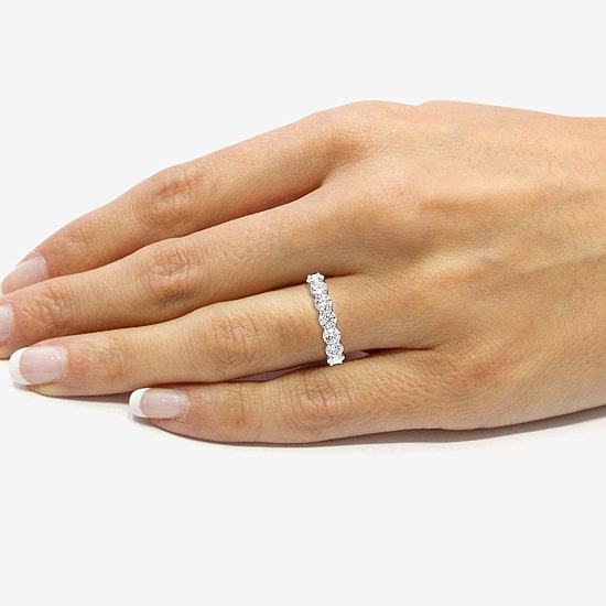 (F/ Si1-Si2) Womens 2MM 2 CT. T.W. Lab Grown White Diamond Sterling Silver Wedding Band