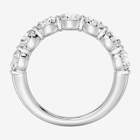 (F / Si1-Si2) Womens 2.5MM 3 CT. T.W. Lab Grown White Diamond Sterling Silver Wedding Band