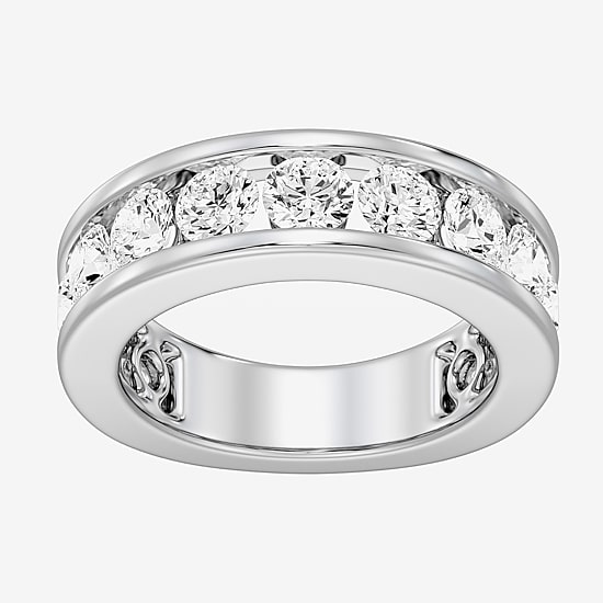 (F / Si1-Si2) Womens 4.5MM 3 CT. T.W. Lab Grown White Diamond Sterling Silver Wedding Band