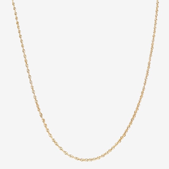 Womens 10K Gold 20 Inch Rope Chain Necklace