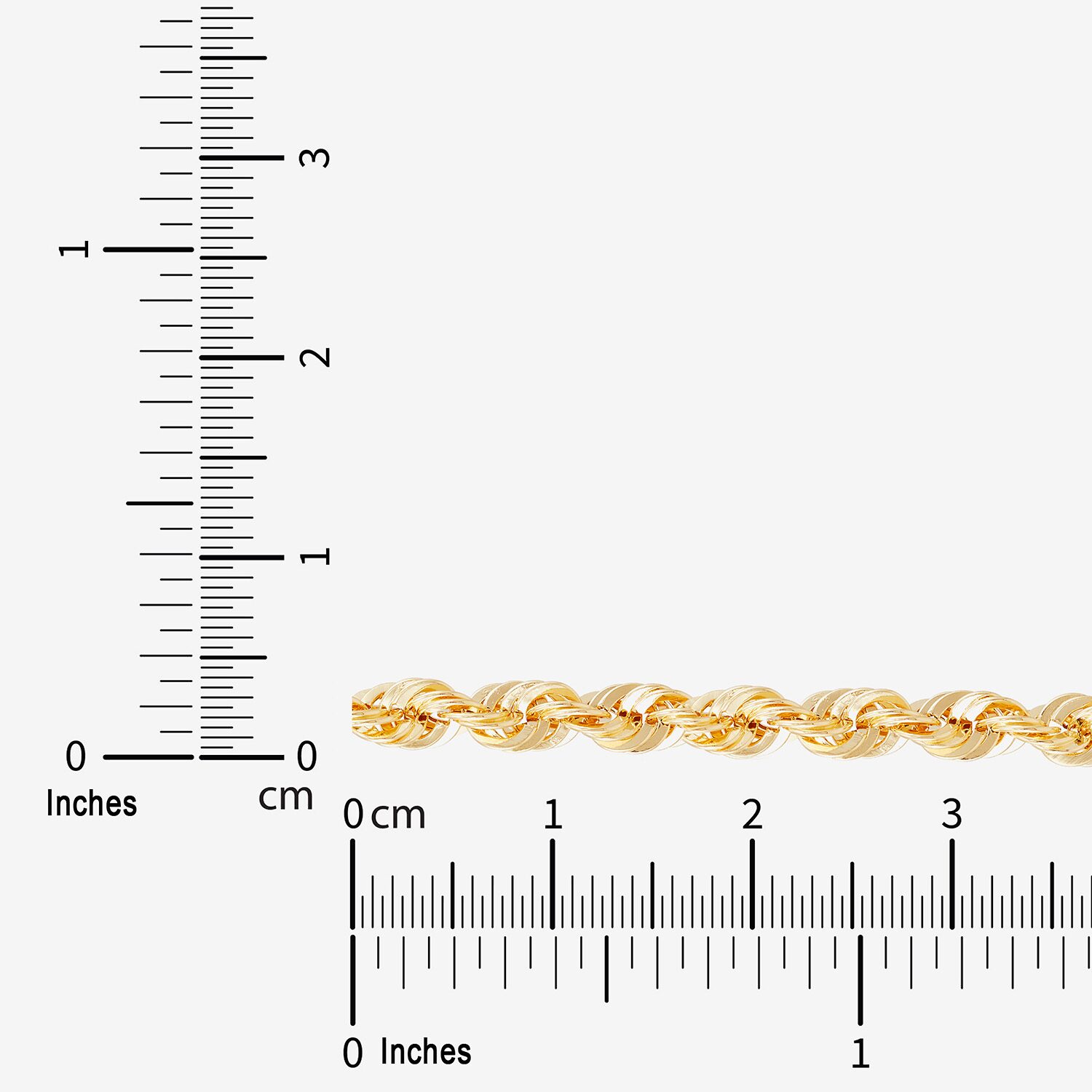 Womens 10K Gold Inch Rope Chain Necklace