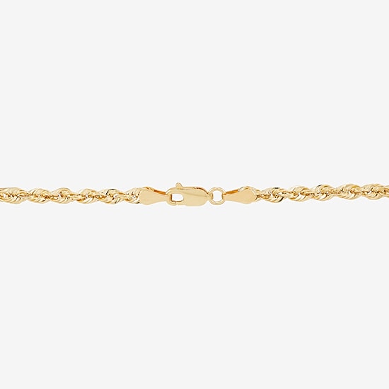 Womens 10K Gold 24 Inch Rope Chain Necklace
