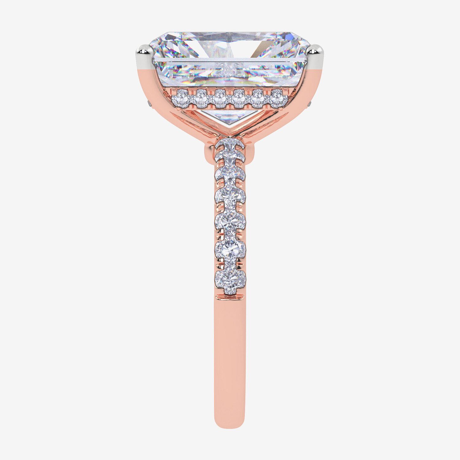 (G / Vs2-Si1) Womens 2 1/4 CT. T.W. Lab Grown White Diamond 10K Gold Rectangular Side Stone Engagement Ring