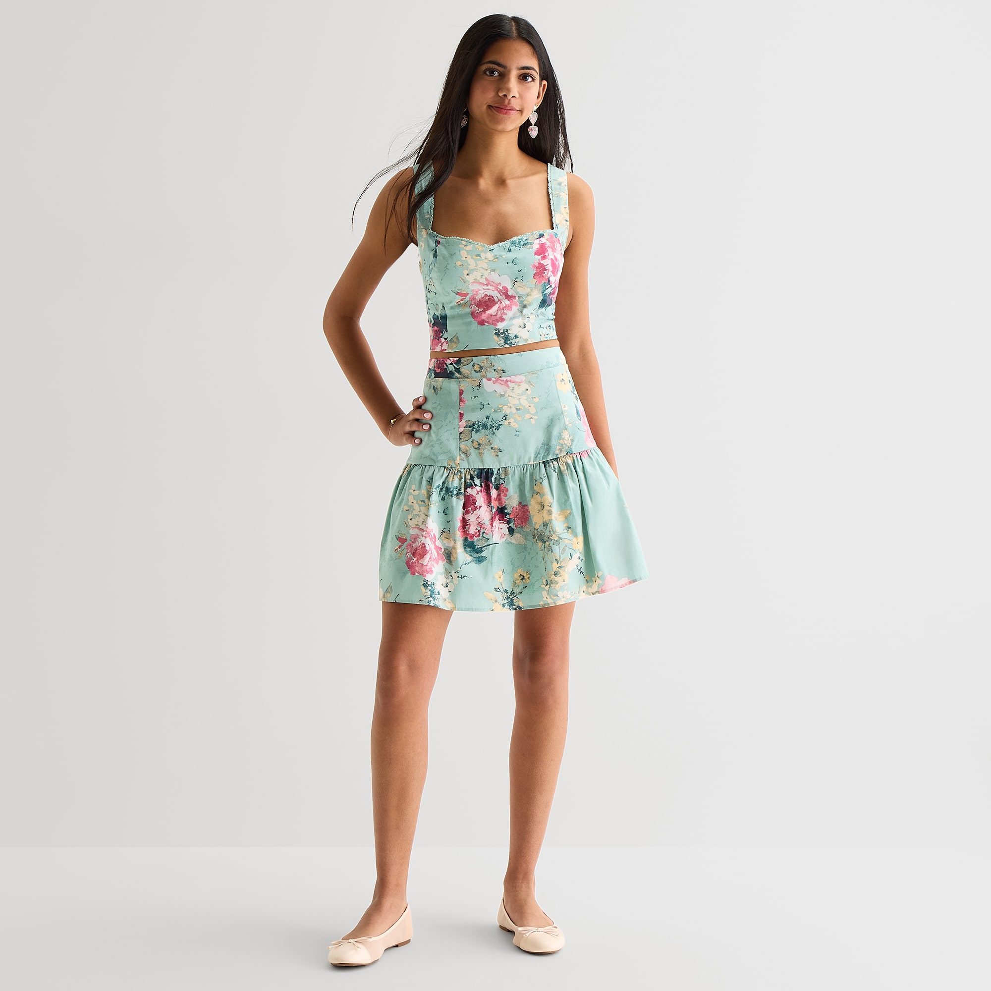 Emerald Sundae Womens Juniors Short Sleeve Floral Dress Set