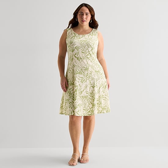 Perceptions Womens Plus Leaf Jacket Dress