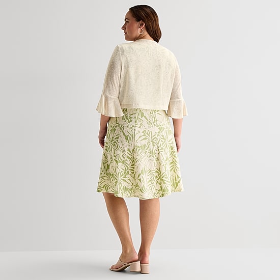 Perceptions Womens Plus Leaf Jacket Dress