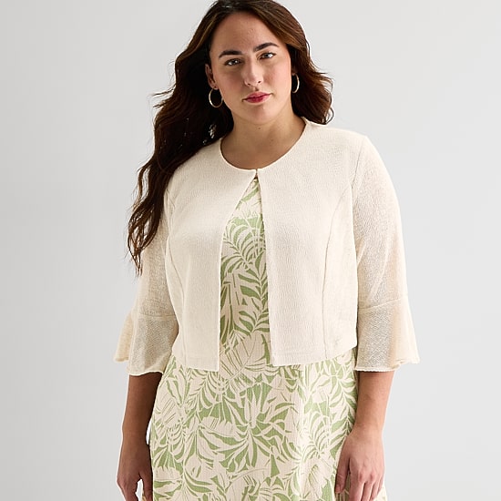Perceptions Womens Plus Leaf Jacket Dress