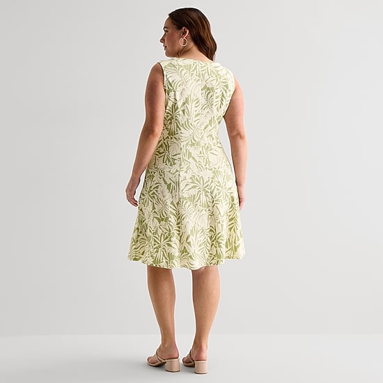 Perceptions Womens Plus Leaf Jacket Dress