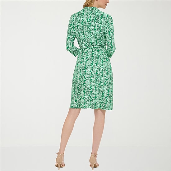 Jessica Howard Womens Petite 3/4 Sleeve Fitted Floral Fit + Flare Dress