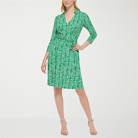 jessica howard petite long dresses Jessica Howard Petite Printed Ruffled Long-Sleeve Dress - Black Multi