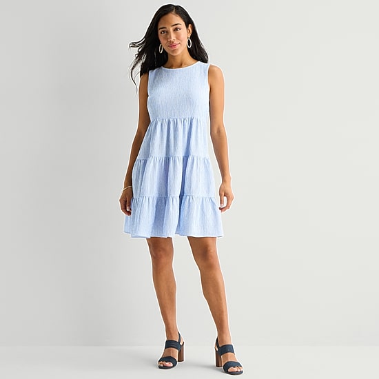 Marc New York Womens Round Neck Sleeveless Fit + Flare Dress