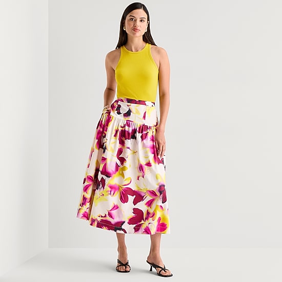Worthington Womens Midi Full Skirt