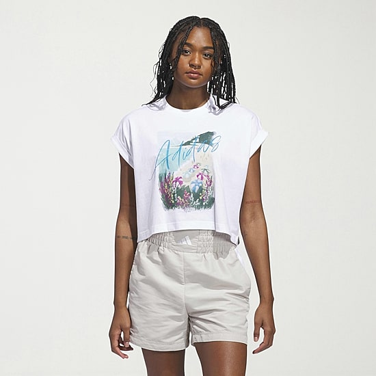 adidas Womens Crew Neck Short Sleeve Active Crop Top
