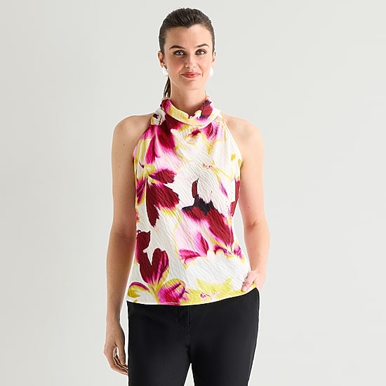 Worthington Womens Sleeveless Mock Neck Top