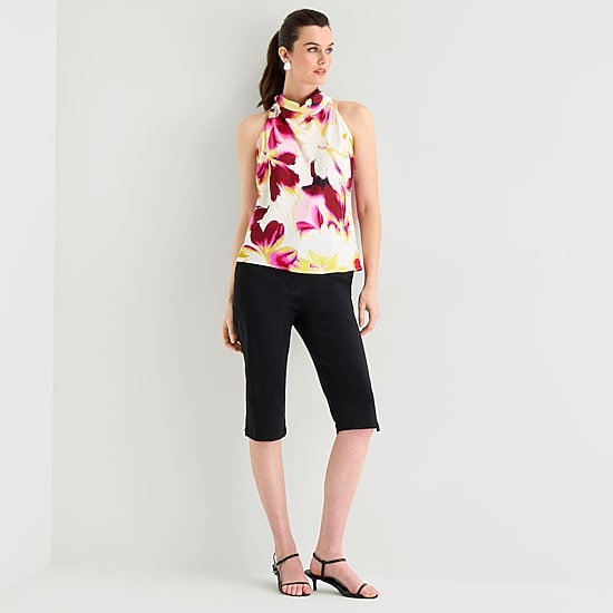 Worthington Womens Sleeveless Mock Neck Top