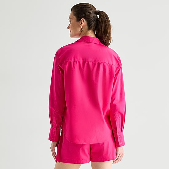 Worthington Womens Cuffed Long Sleeve Relaxed Fit Button-Down Shirt