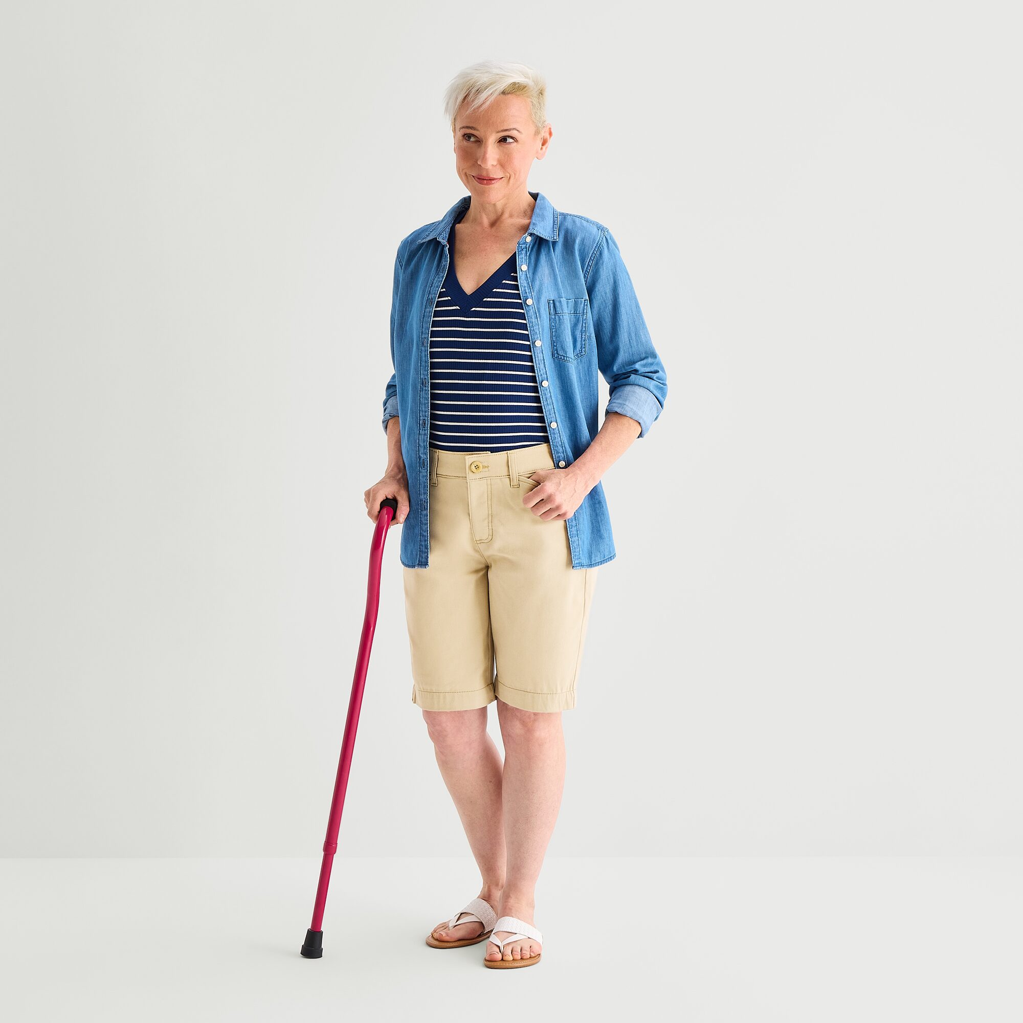 St. John's Bay Womens 11" Adaptive Easy-on + Easy-off Bermuda Short