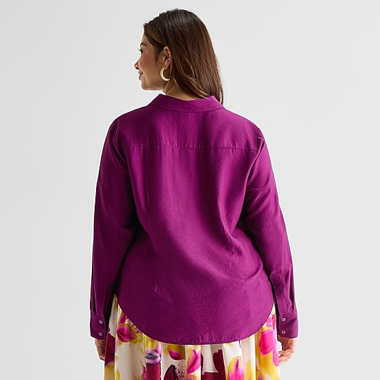 Worthington Womens Plus Long Sleeve Satin Blouse