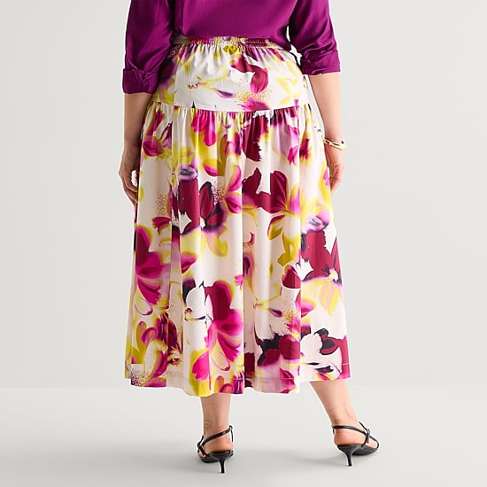 Worthington Womens Plus Midi Full Skirt