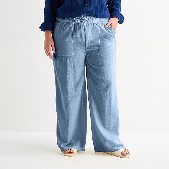 St. John's Bay Womens Plus Wide Leg Pull-On Pant