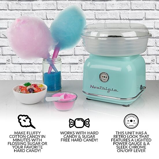 Nostalgia CLCM8AQ Classic Retro Hard & Sugar-Free Candy Cotton Candy Maker