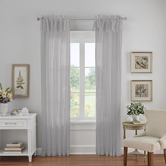 Elrene Home Fashions Jolie Crushed Tie Top Sheer Single Curtain Panel