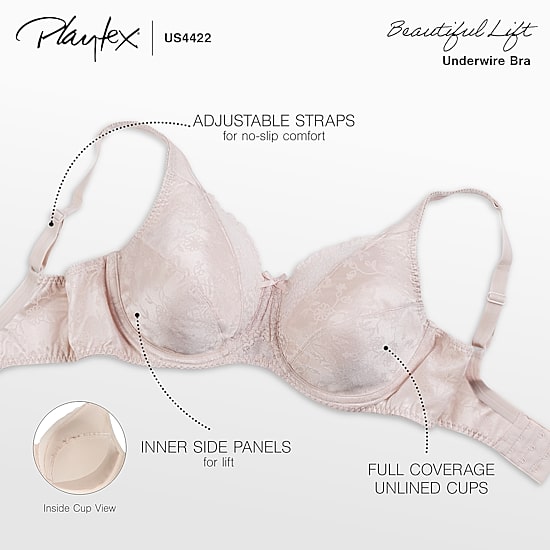 Playtex Secrets Beautiful Lift Classic Support Full Coverage Underwire Full Coverage Bra 4422