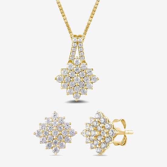 Diamond Blossom 1 CT. T.W. Lab Grown White Diamond 10K White or Yellow Gold Star 2-pc. Jewelry Set