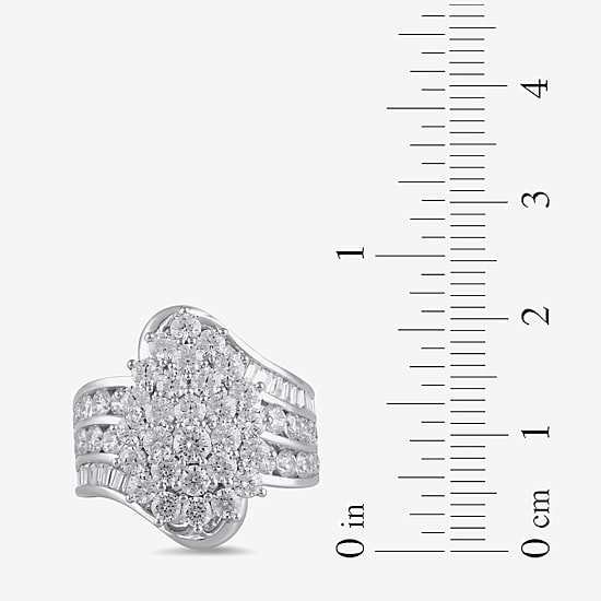Diamond Blossom Womens 3 CT. T.W. Lab Grown White Diamond 10K White or Yellow Gold Cluster Cocktail Ring