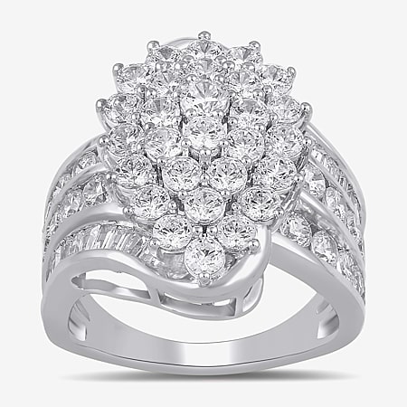 Womens 4 CT. T.W. Natural White Diamond 10K Gold Oval Halo
