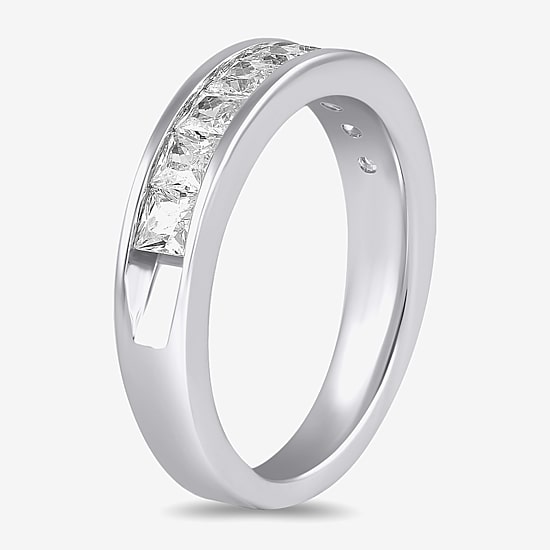 (F / Si2) Womens 1 1/2 CT. Lab Grown White Diamond 10K Gold Anniversary Band