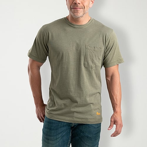 Berne Lightweight Performance Mens Crew Neck Short Sleeve Moisture Wicking Pocket T-Shirt, Medium, Green