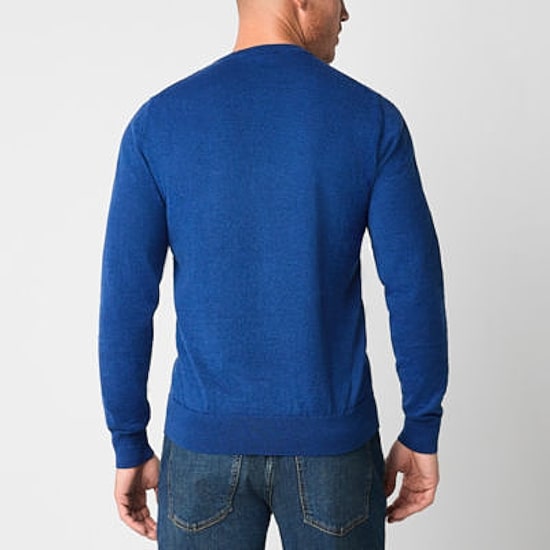 St. John's Bay Fine Gauge Mens Crew Neck Long Sleeve Pullover Sweater