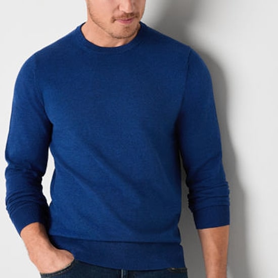 St. John's Bay Fine Gauge Mens Crew Neck Long Sleeve Pullover Sweater