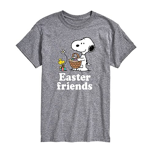 Mens Short Sleeve Peanuts Easter Graphic T-Shirt, Xx-large, Gray