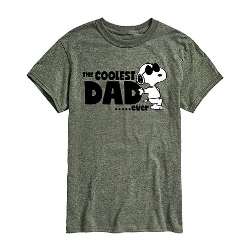 Mens Short Sleeve Peanuts Coolest Dad Graphic T-Shirt, X-large, Green