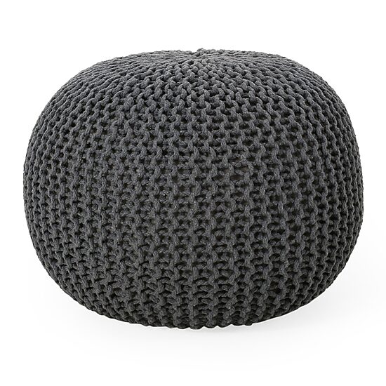 Nahunta Modern Knitted Cotton Pouf Ottoman