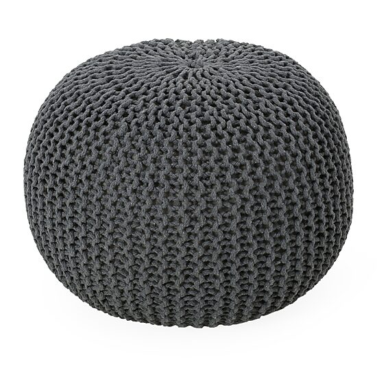 Nahunta Modern Knitted Cotton Pouf Ottoman