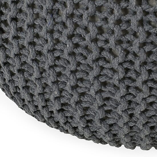 Nahunta Modern Knitted Cotton Pouf Ottoman