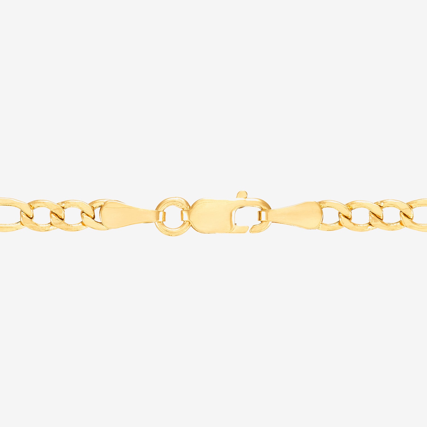Made in Italy Womens 10K Gold 7.5 Inch Hollow Figaro Chain Bracelet