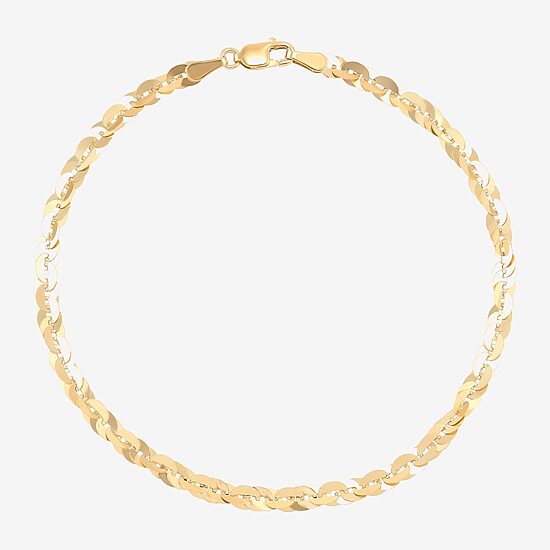 Womens 10K Gold 7.5 Inch Fashion Chain Bracelet