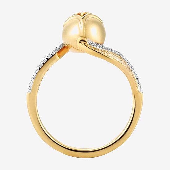Harry Potter (F/Si2) Womens 1/8 CT. T.W. Lab Grown Diamond Genuine Yellow Citrine 14K Gold Over Silver Cocktail Ring
