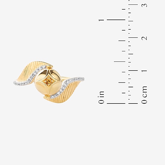 Harry Potter (F/Si2) Womens 1/8 CT. T.W. Lab Grown Diamond Genuine Yellow Citrine 14K Gold Over Silver Cocktail Ring