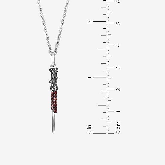 Harry Potter Womens Genuine Red Garnet Sterling Silver 16 Inch Pendant Necklace