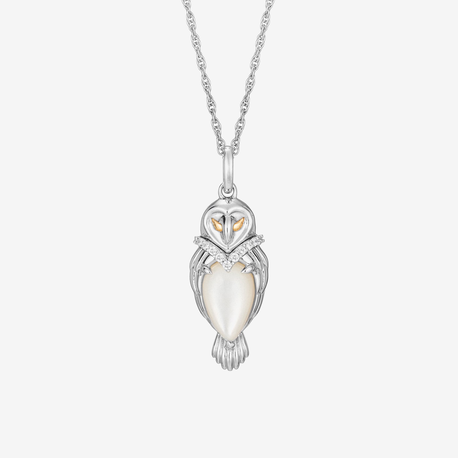 Harry Potter (F / Si2) Womens Diamond Accent Genuine White Mother Of Pearl 14K Two Tone Gold Over Silver 16 Inch Pendant Necklace