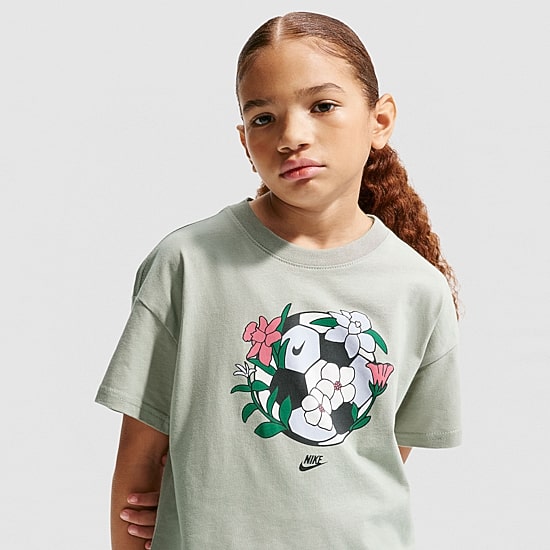 Nike Club Big Kid Girls Crew Neck Short Sleeve Oversized Graphic T-Shirt