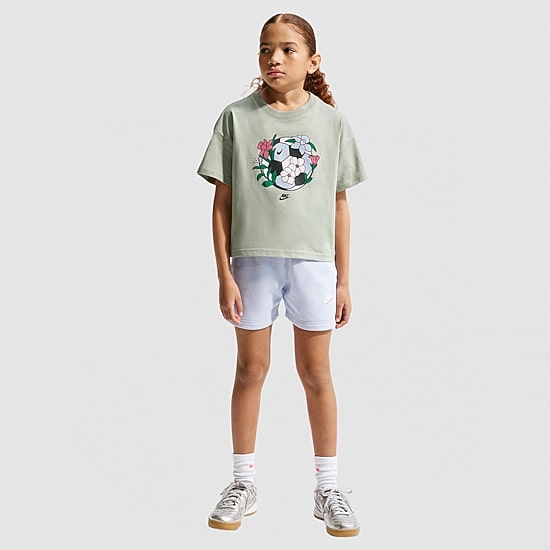 Nike Club Big Kid Girls Crew Neck Short Sleeve Oversized Graphic T-Shirt